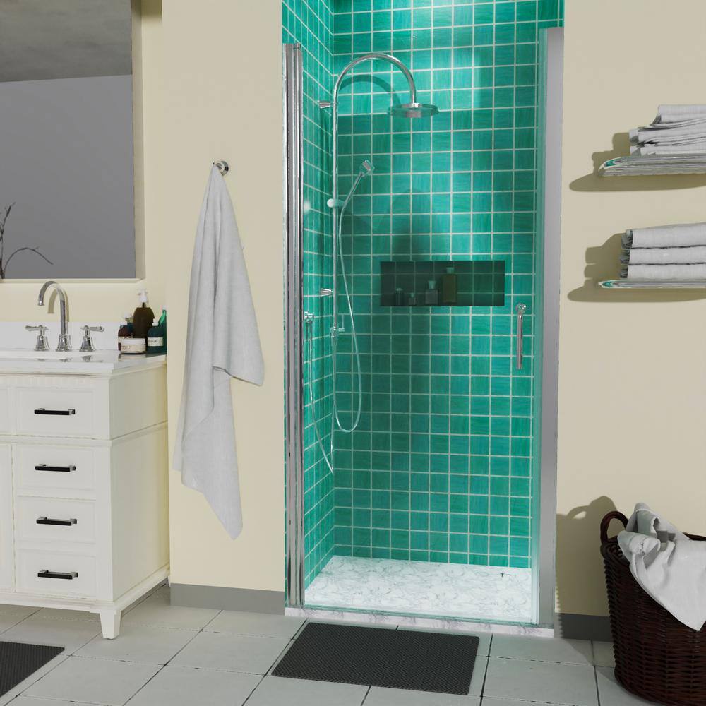 ES-DIY 34-35 in. W x 72 in. H Pivot Frameless Shower Door in Chorme Finish with Clear Glass KJSD3472P