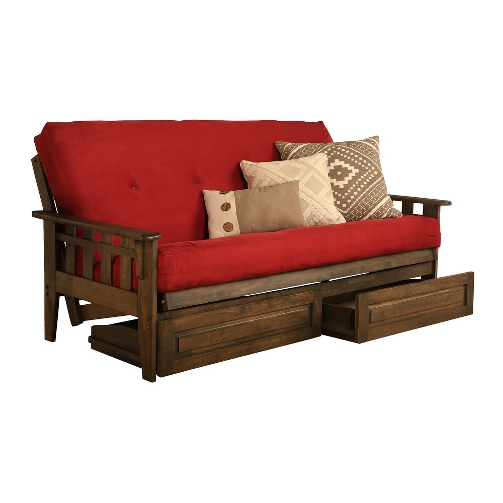 Somette Tucson Rustic Walnut Full size Futon Set with Storage Drawers