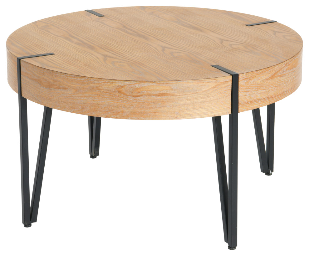 Wood Round Coffee Table   Industrial   Coffee Tables   by Creative Co op  Houzz