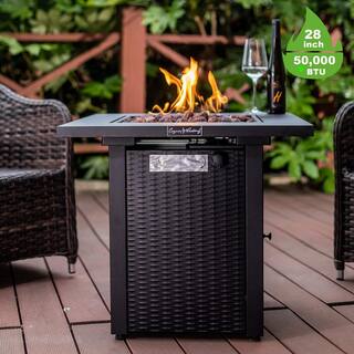 50000BTU Outdoor Propane Metal Fire Pit Table with Adjustable Flame Black BYY617-1