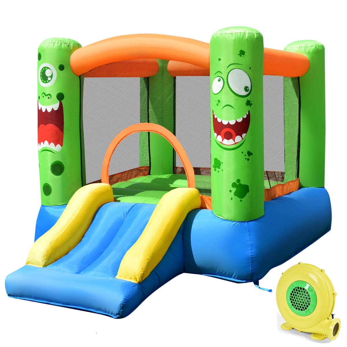 Inflatable Bounce House, Castle Jump and Slide Bouncer with Oxford Mesh Wall