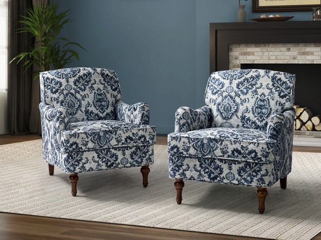 Set Of 2 Adonia Traditional Wooden Upholstered Armchair With Turned Legs Bedroom And Living Room Artful Living Design