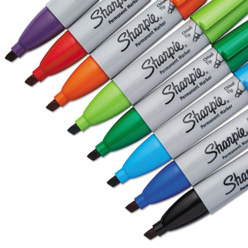 Sharpie Chisel Tip Permanent Marker， Medium， Assorted Colors， 8/Set (38250PP)