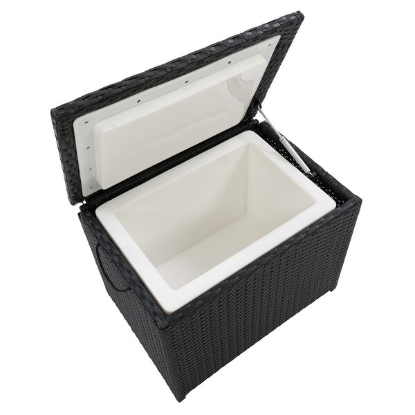 CorLiving Parksville Black Rattan Insulated Cooler Table