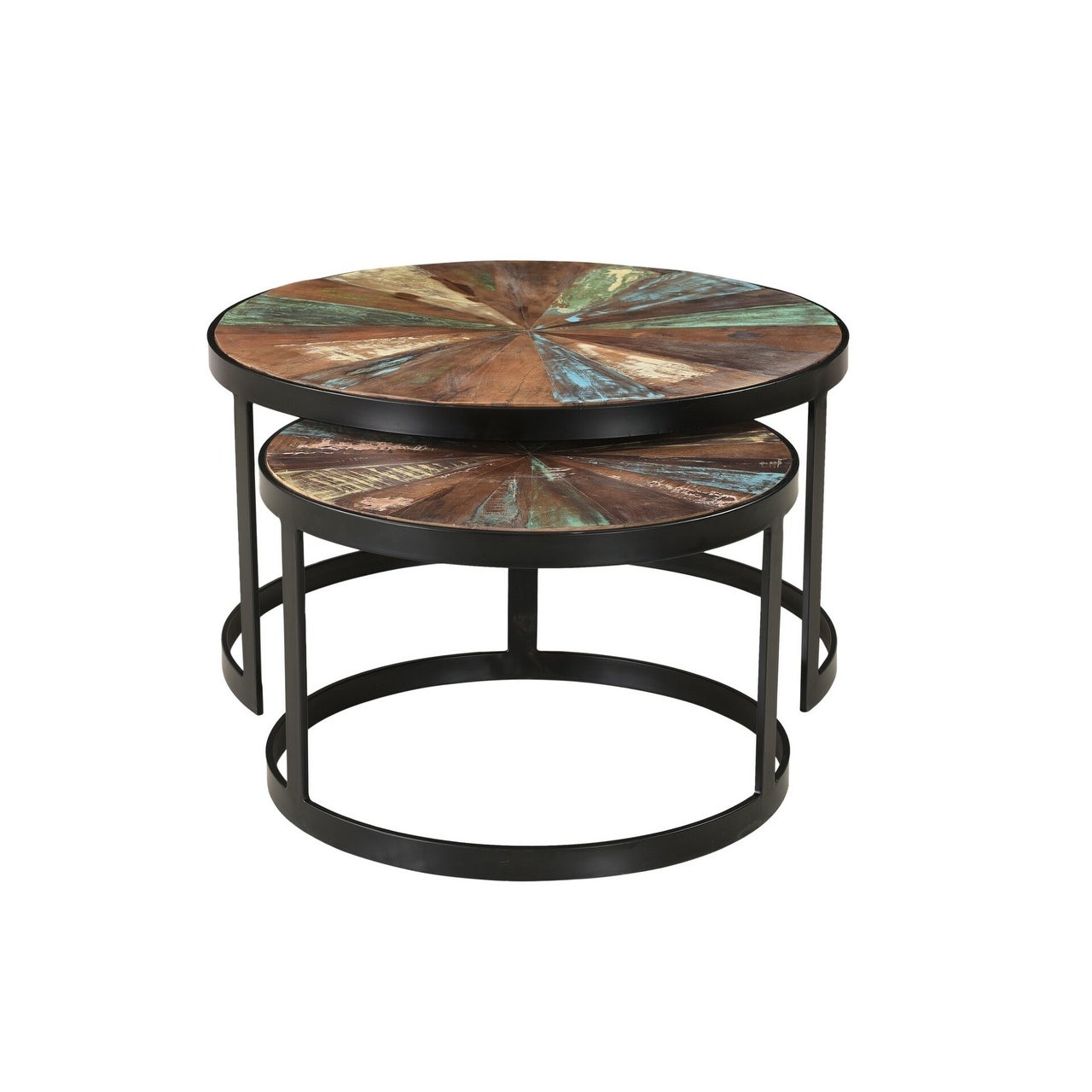 Delian Round coffee table with black legs- Set of 2 - 33