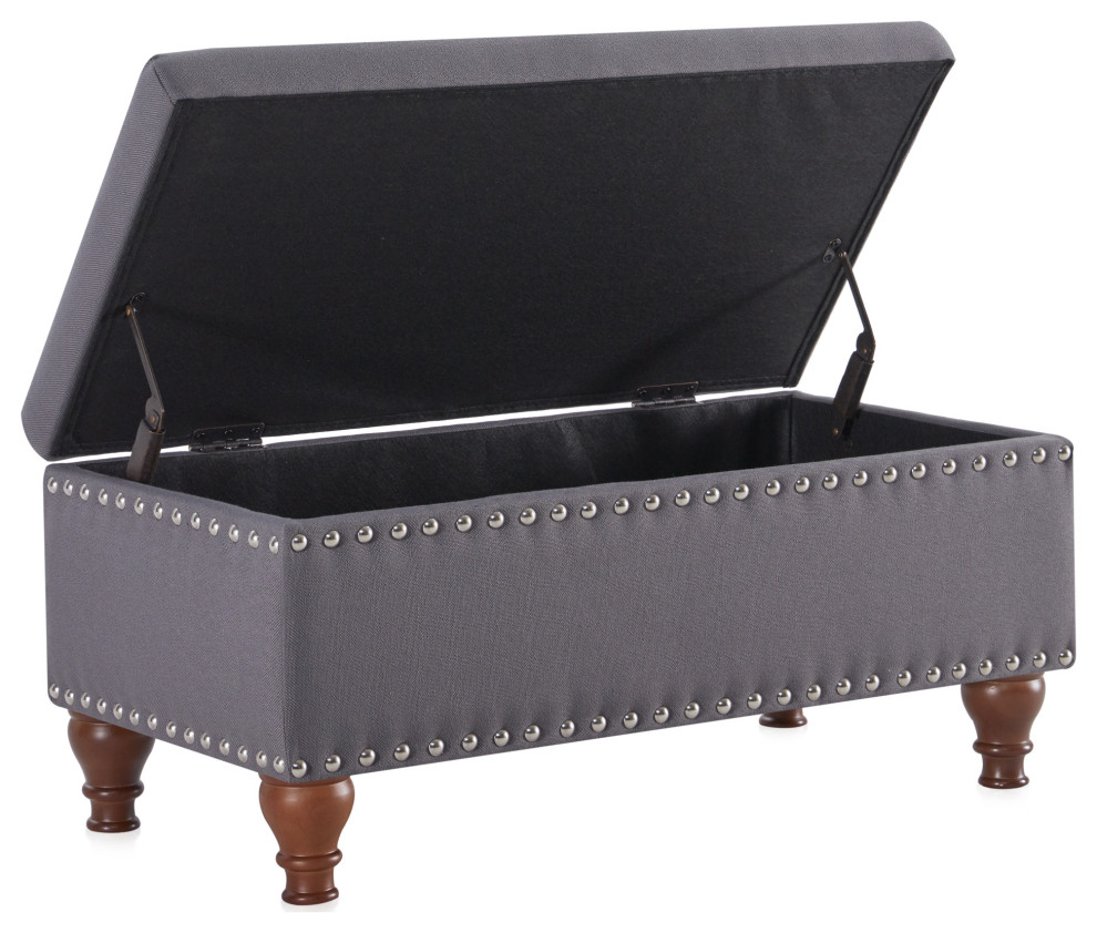 Quincy 35 quotStorage Ottoman Bench With Bun Legs   Traditional   Footstools And Ottomans   by OneBigOutlet  Houzz