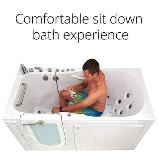 Ella Shak 72 in. x 36 in. Walk-In MicroBubble Whirlpool and Air Bath Bathtub in White Foot Massage Heated Set Dual Drain TMOA3672L5Ph