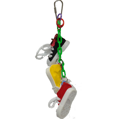 A  E Happy Beaks Sneakers On A Line Bird Toy