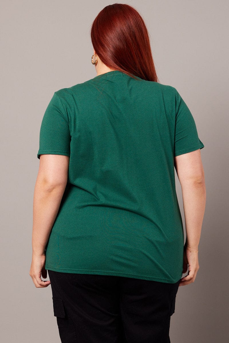 Green Graphic T-shirt Short Sleeve Crew Neck