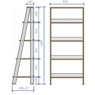 Walker Edison Furniture Company 55 in. White Wood 4-shelf Ladder Bookcase with Open Back HDS55LDWH