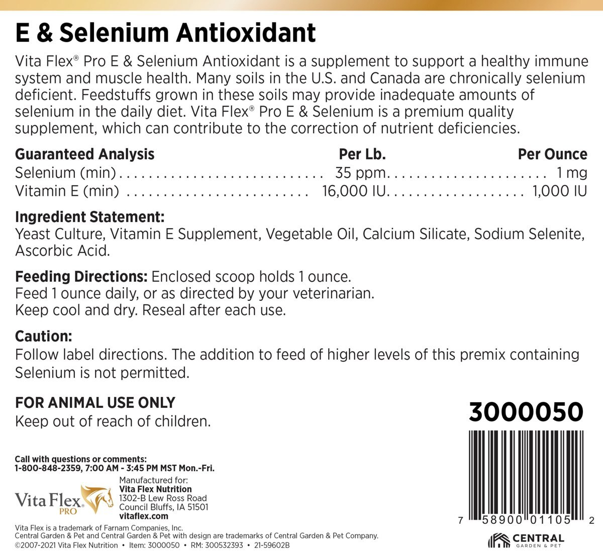 Vita Flex Pro E Horse Selenium Supplement， 20-lb bag