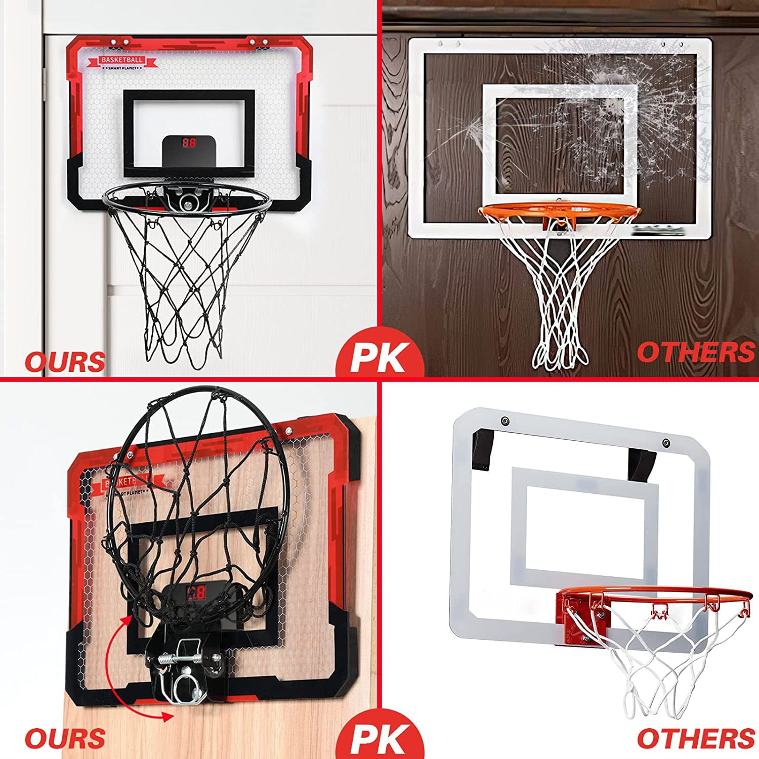 Beefunni Basketball Hoop for Kids， Outdoor Basketball Toys with Scoreboard， Portable Indoor Play Backyard Games for Boys Girls Age 3-8 Gifts