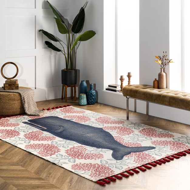 Nuloom Thomas Paul Flatweave Cotton Whale Area Rug