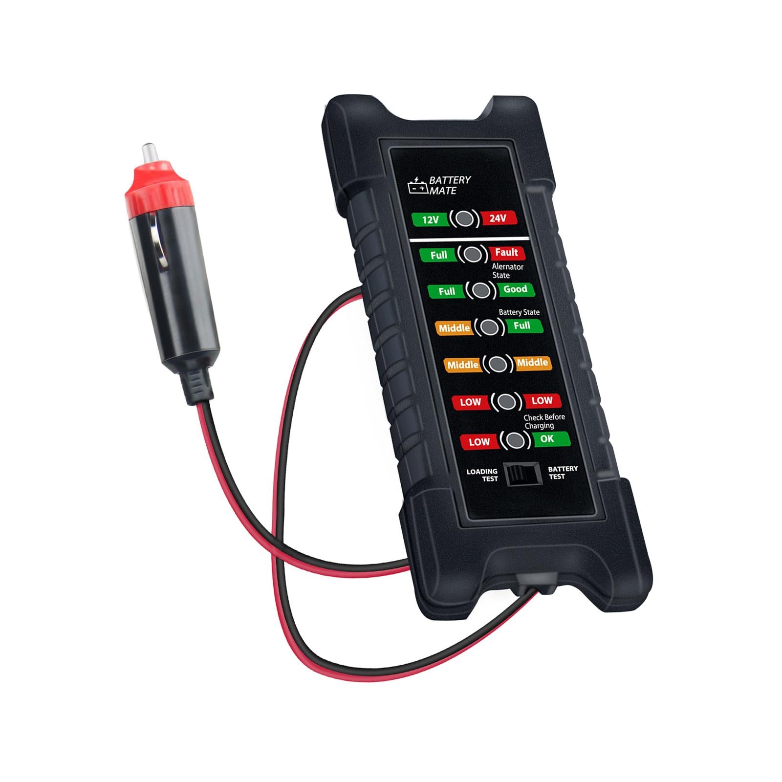 12V 24V Car Battery Alternator Tester Overvoltage Protection Automotive Alternator Tester Auto Battery Tester for Vehicles Motorcycle Plug