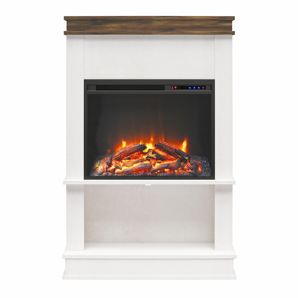 Ameriwood Home Melwood Electric Fireplace with Mantel   Open Shelf