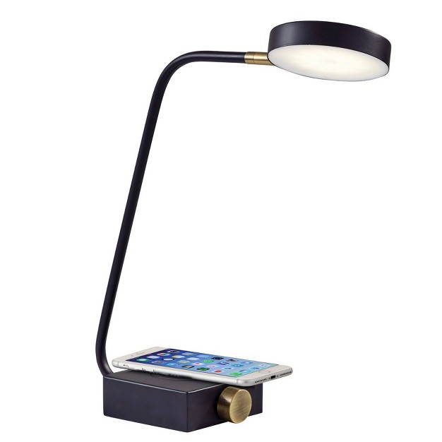 X 19 quot Conrad Adessocharge Desk Lamp includes Led Light Bulb Matte Black Adesso