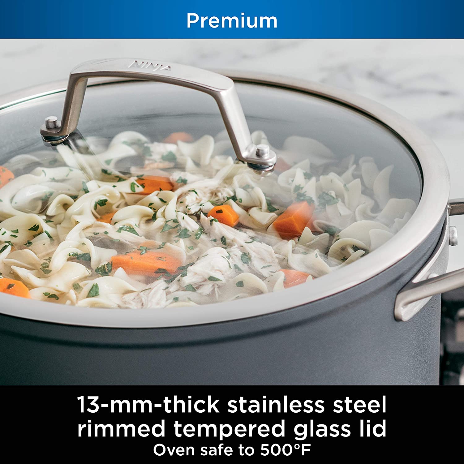 Ninja Foodi C30480 NeverStick Premium 8-Quart Stock Pot with Glass Lid