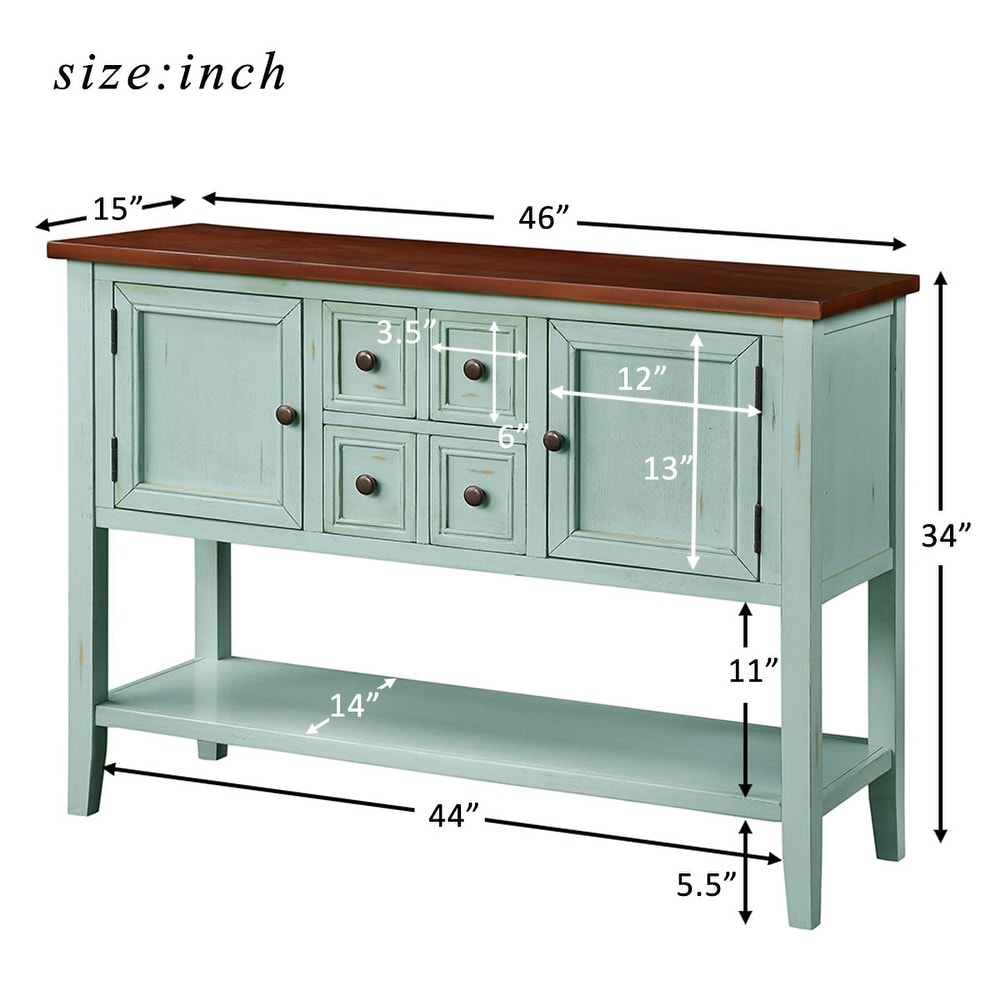 Avisha Cambridge Series Console Table with Shelf in Retro Blue   46\