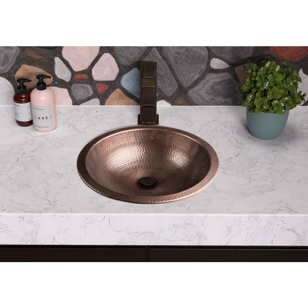 Monarch Abode 16 in. Hand Hammered Rotunda Dual Mount Bathroom Sink in Pure Copper 17094