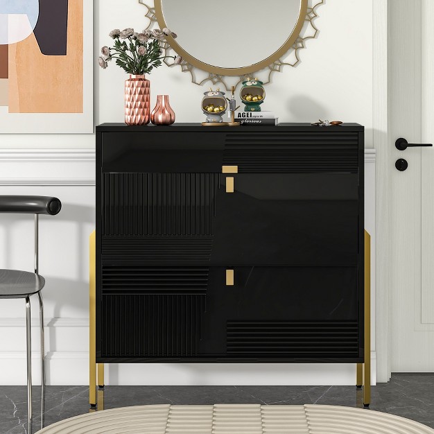 Modern Freestanding Shoe Cabinet With 2 Flap Drawers And 1 Slide Drawer Modernluxe