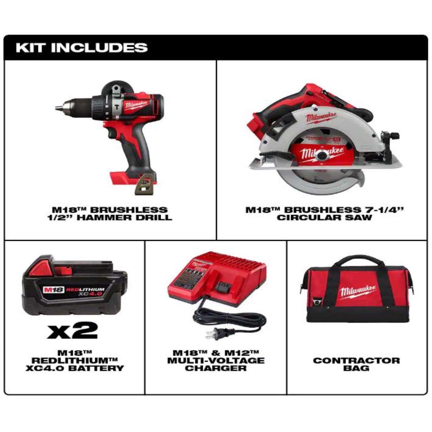 MW M18 Cordless Brushless 2 Tool Combo Kit