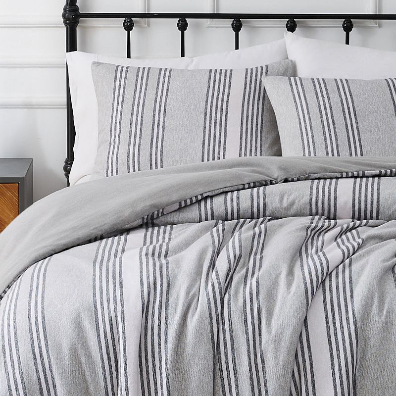 Truly Soft Kiel Stripe Flannel Duvet Cover Set with Shams