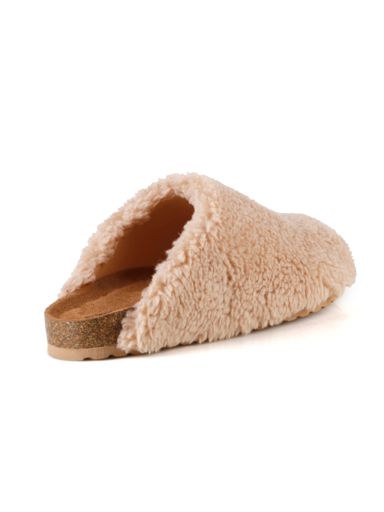 Fleeced Closed Toe Women's Sliders Clogs in Camel