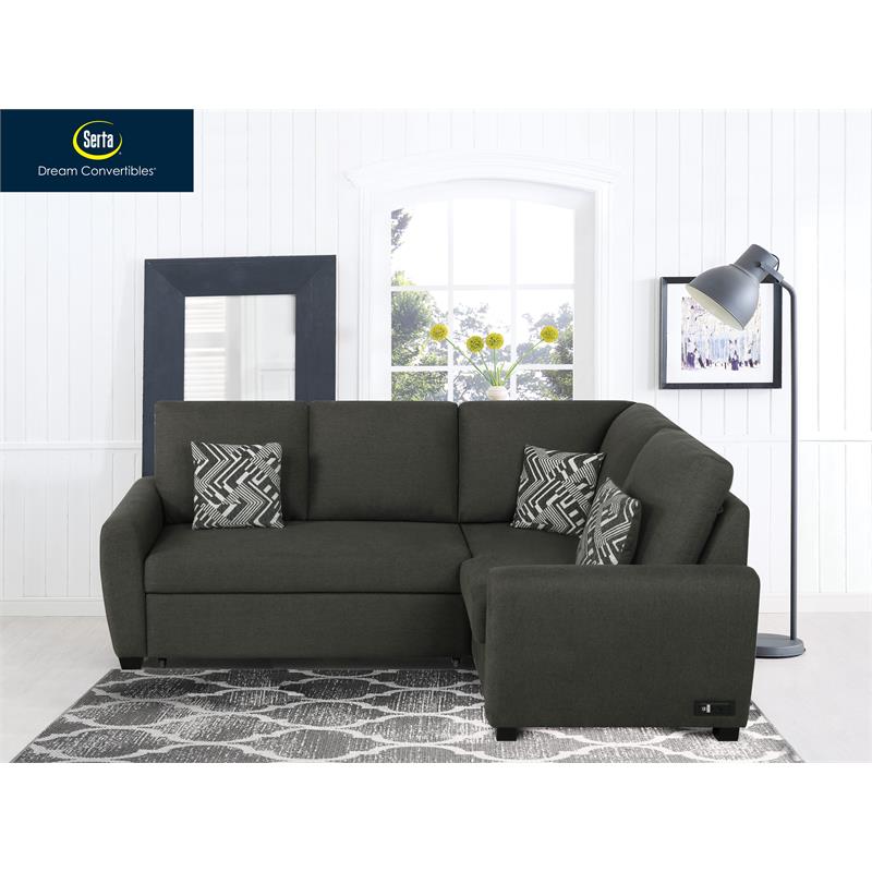 Serta Sicily Dream Lift Convertible Sofa in Charcoal Gray Fabric