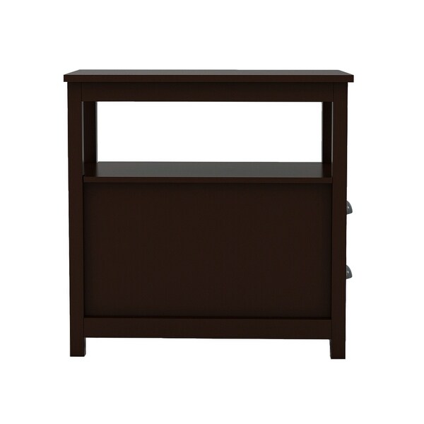 Nestfair Brown End Table with Two Drawers And Open Shelf