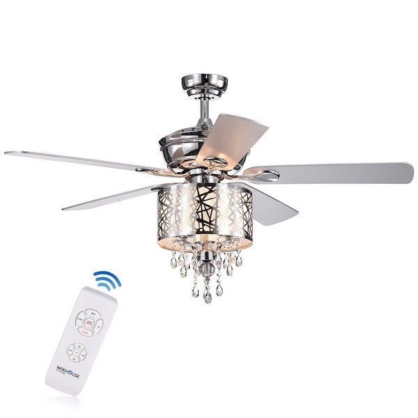 Garvey 5-blade 52-inch Chrome Ceiling Fan with 3-Light Crystal Chandelier (Remote Controlled) Shopping - The Best Deals on Ceiling Fans | 27857476