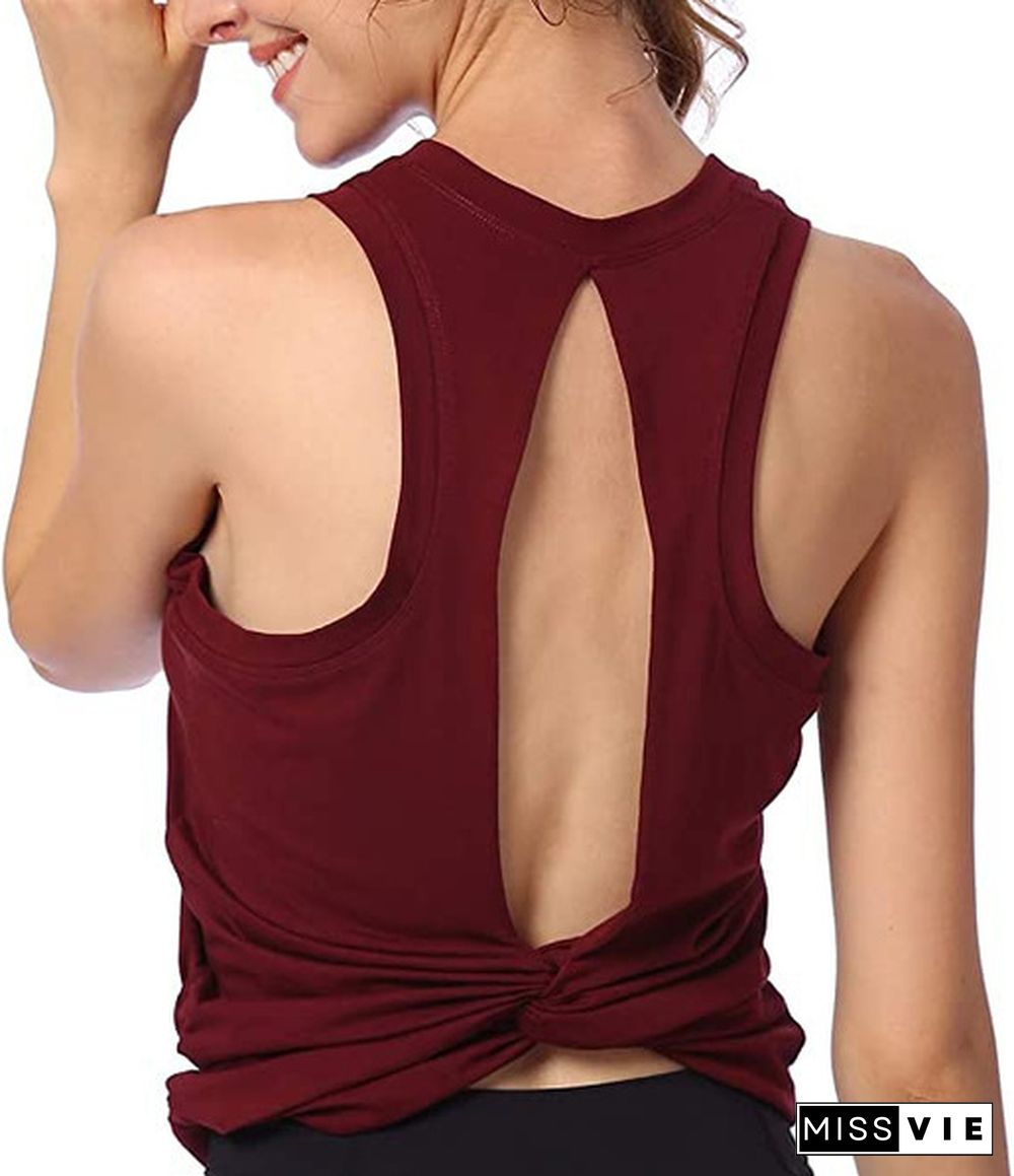 Tank Top for Women Open Back Yoga Shirts Sleeveless Workouts Clothes Sport Fitness Activewear