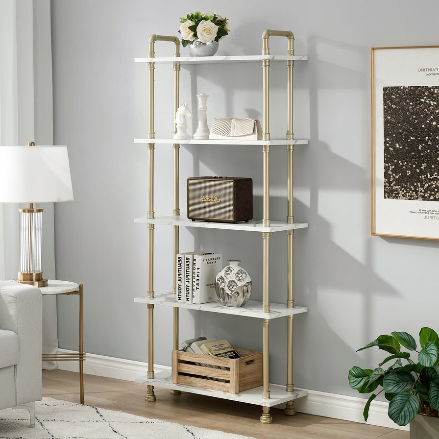 Ivinta Industrial Bookshelf 3/4/5/6 Shelf Bookcase  Rustic Shelves  Modern White Shelves