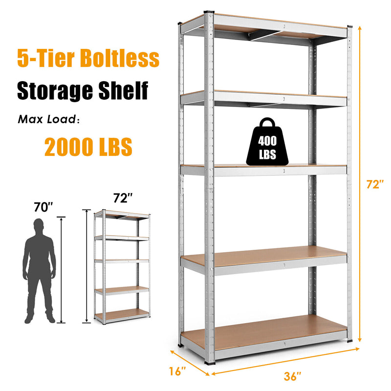 5 Tier Metal Garage Shelving for Storage Heavy Duty Garage Organization Adjustable Tool Utility Rack