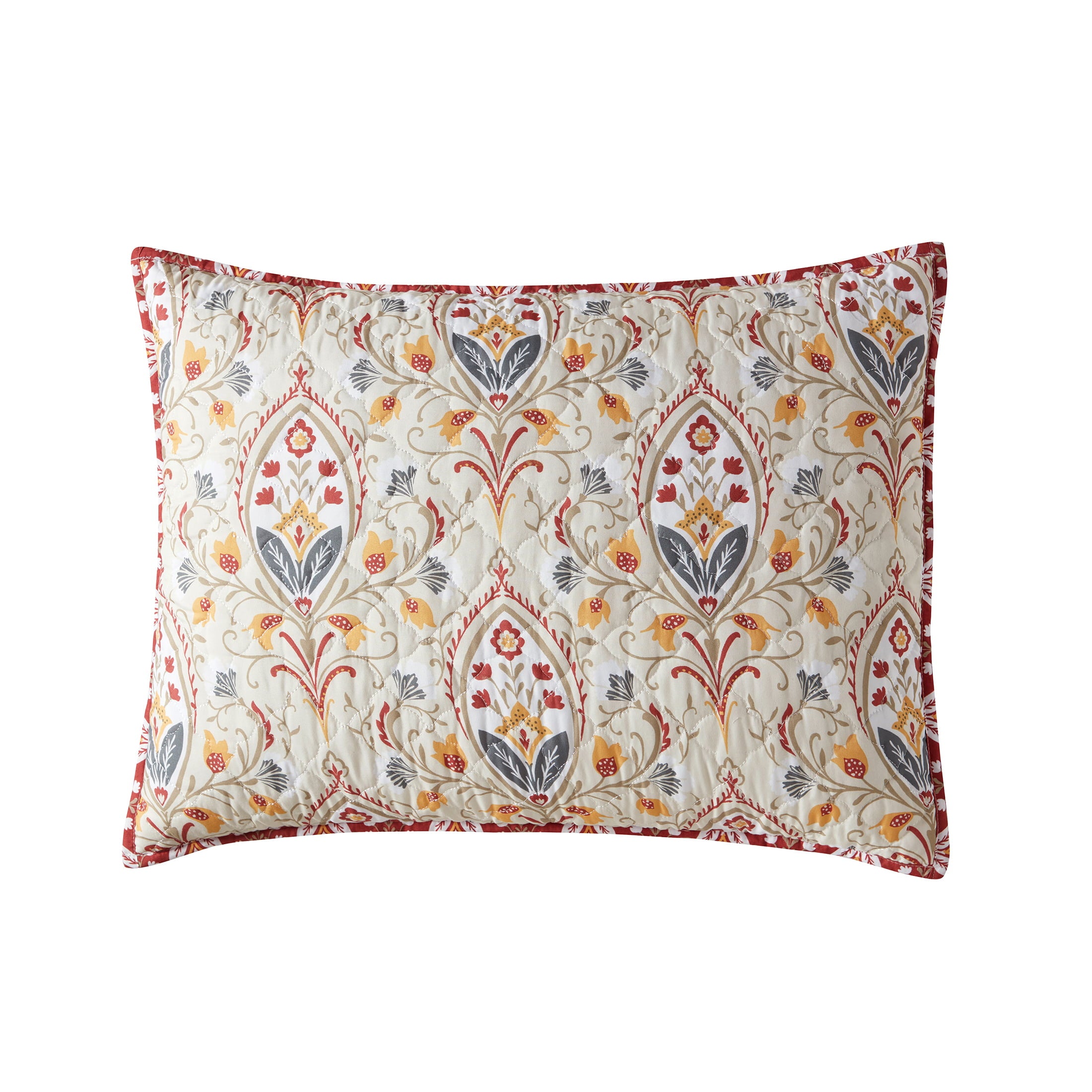 Mainstays Floral Heritage Multicolor Floral Polyester Pillow Sham， Standard - Reversible (1 Count)