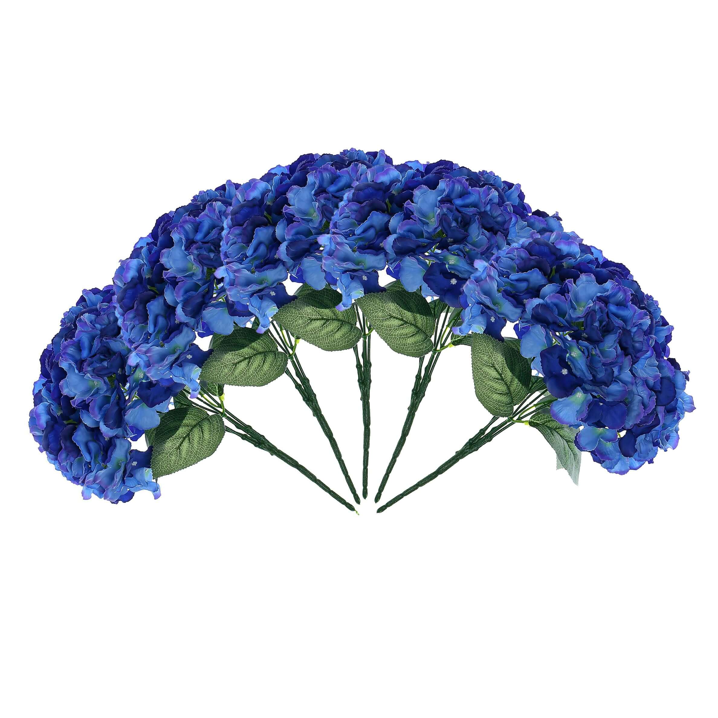 5 Bushes Royal Blue Artificial Silk Hydrangea Flower Bouquets