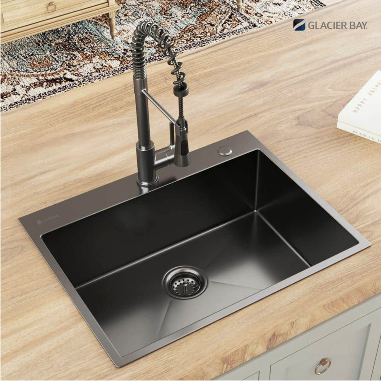 Glacier Bay Black Stainless Steel 33 in. 18-Gauge Single Bowl Drop-In Kitchen Sink