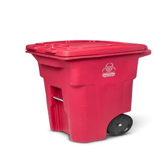 Toter 64 Gal. Red Hazardous Waste Trash Can with Wheels and Lid Lock RMN64-01RED