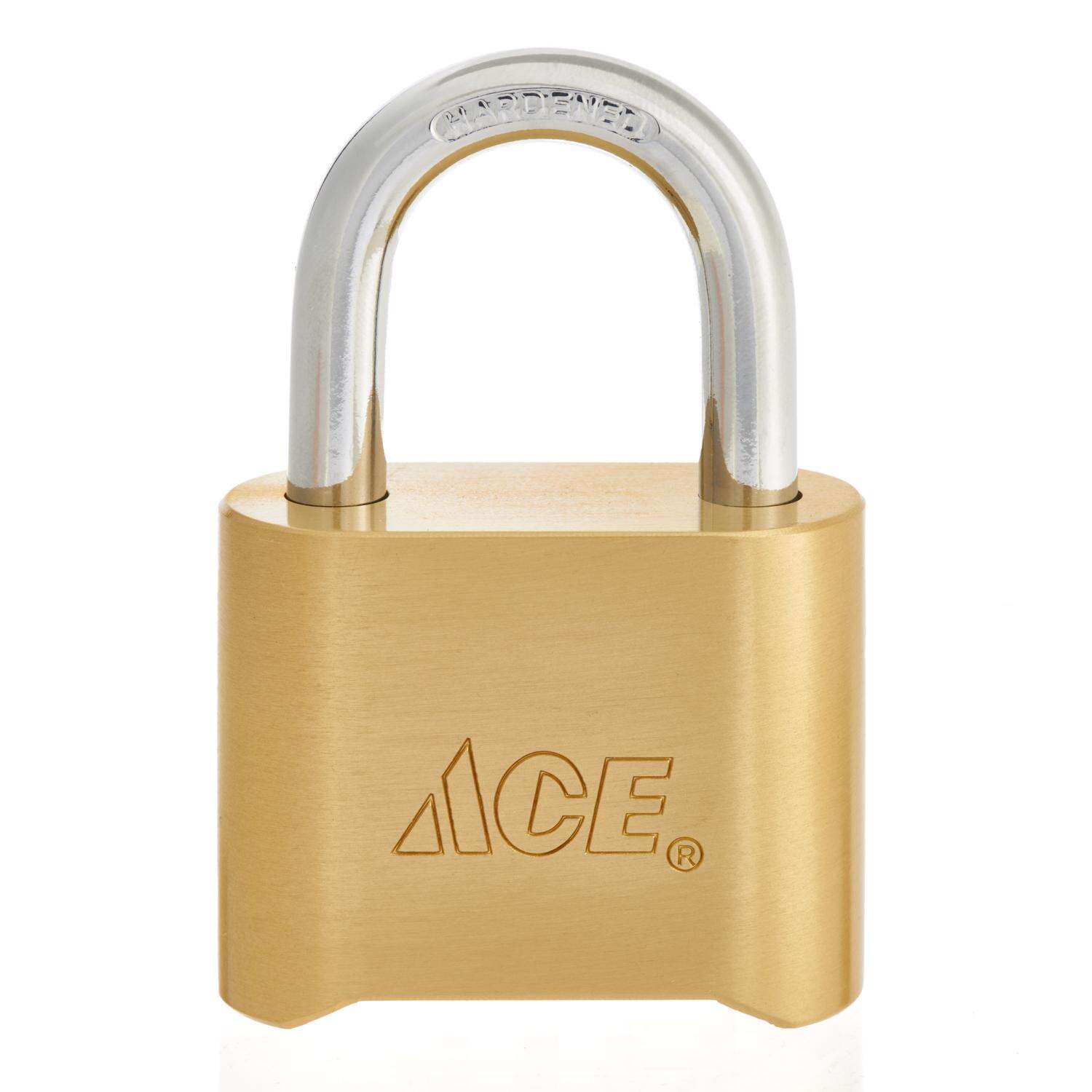 Ace 1-11/16 in. H X 2 in. W X 1-7/8 in. L Brass 4-Dial Combination Padlock