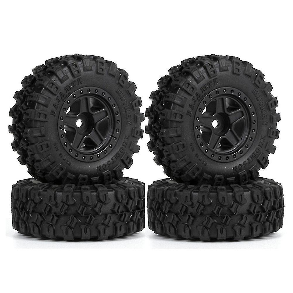 4pcs 52mm Tires 1.0 Inch Nylon 5-spokes Beadlock Wheel Rims Set For 1/24 Rc Crawler Car Axial Scx24