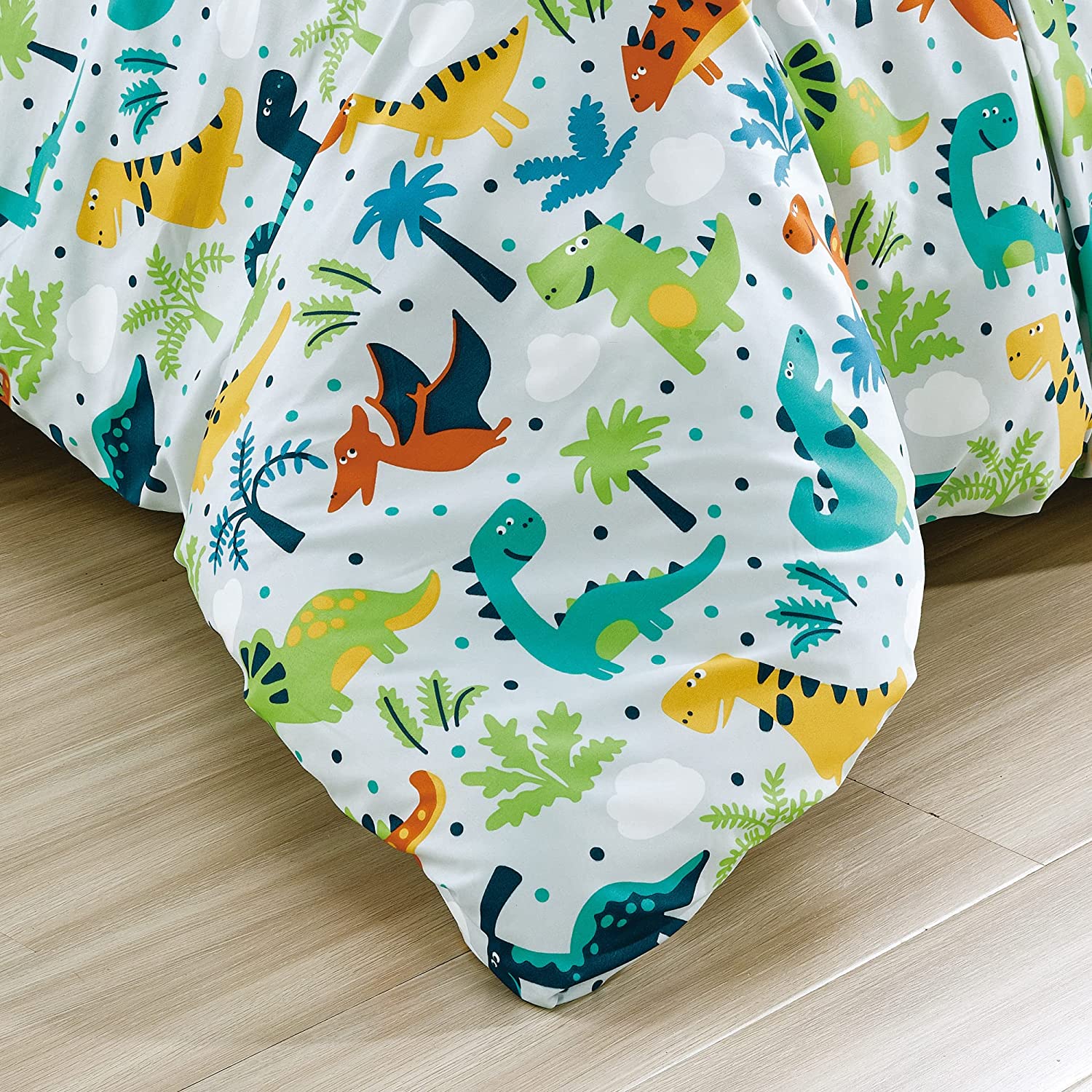 Chezmoi Collection 4-Piece Kids Multi-Color Dinosaurs Microfiber Comforter Set， Full/Queen