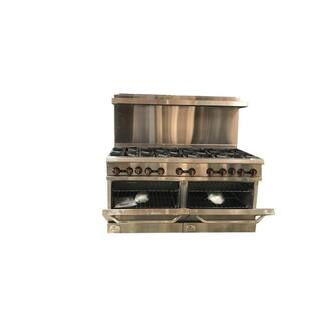 Cooler Depot 60 in. W 10 Burner Freestanding Commercial Double Oven Gas Range in. Stainless Steel DXXCD-R10