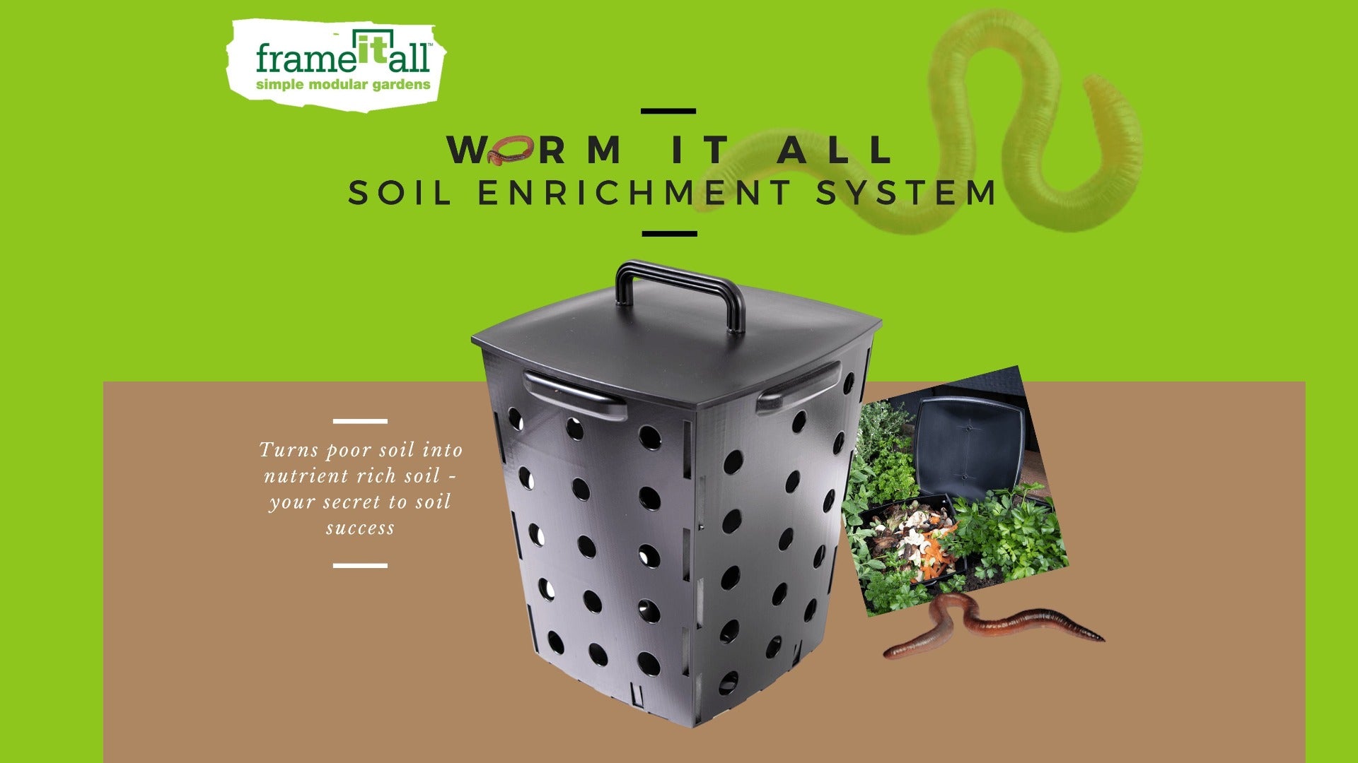 The ‘Worm It All’ Worm Composter Bin - 11” x 11” x 12.6” Composting Box (Soil Enrichment)