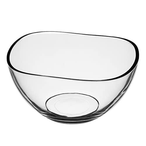 Vira 63.5 Ounce Glass Serving Bowl | Beautiful Wavy Design， Thick， Durable Glass， For Salads， Desserts， Fruit， and More， Microwave and Dishwasher Safe， 8.2 x 4.5