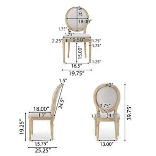 Noble House Phinnaeus Beige Fabric Upholstered Dining Chair (Set of 4) 82919