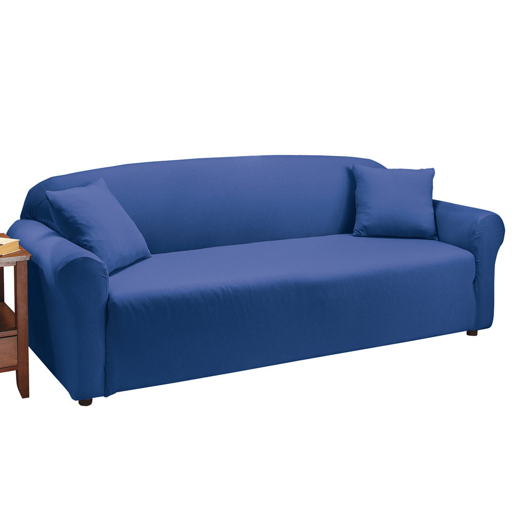 Collections Etc Jersey Stretch Slipcover Furniture Protector, Blue, Sofa