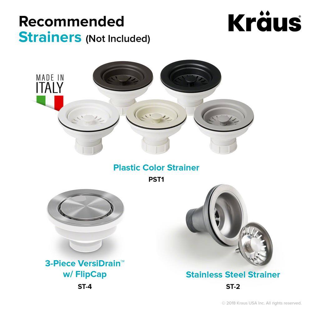 KRAUS Quarza 25 Dual Mount Single Bowl Granite Kitchen Sink in White KGD-441WHITE