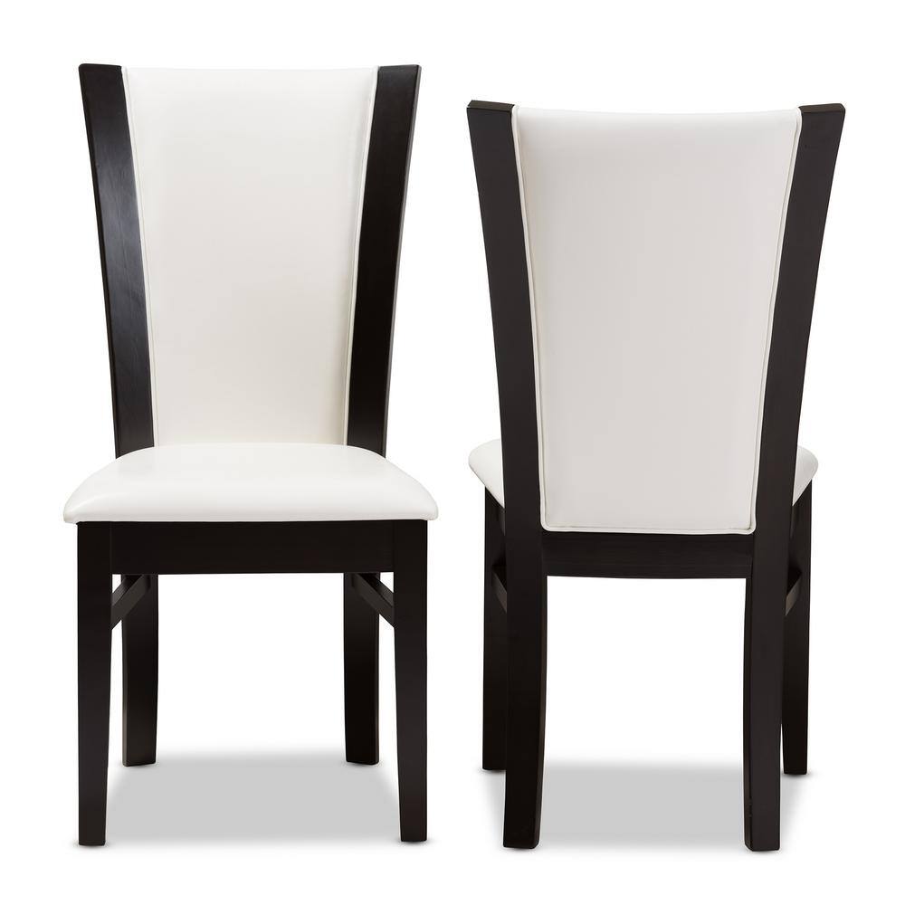 Baxton Studio Adley White and Dark Brown Faux Leather Dining Chair (Set of 2) 2PC-8034-HD