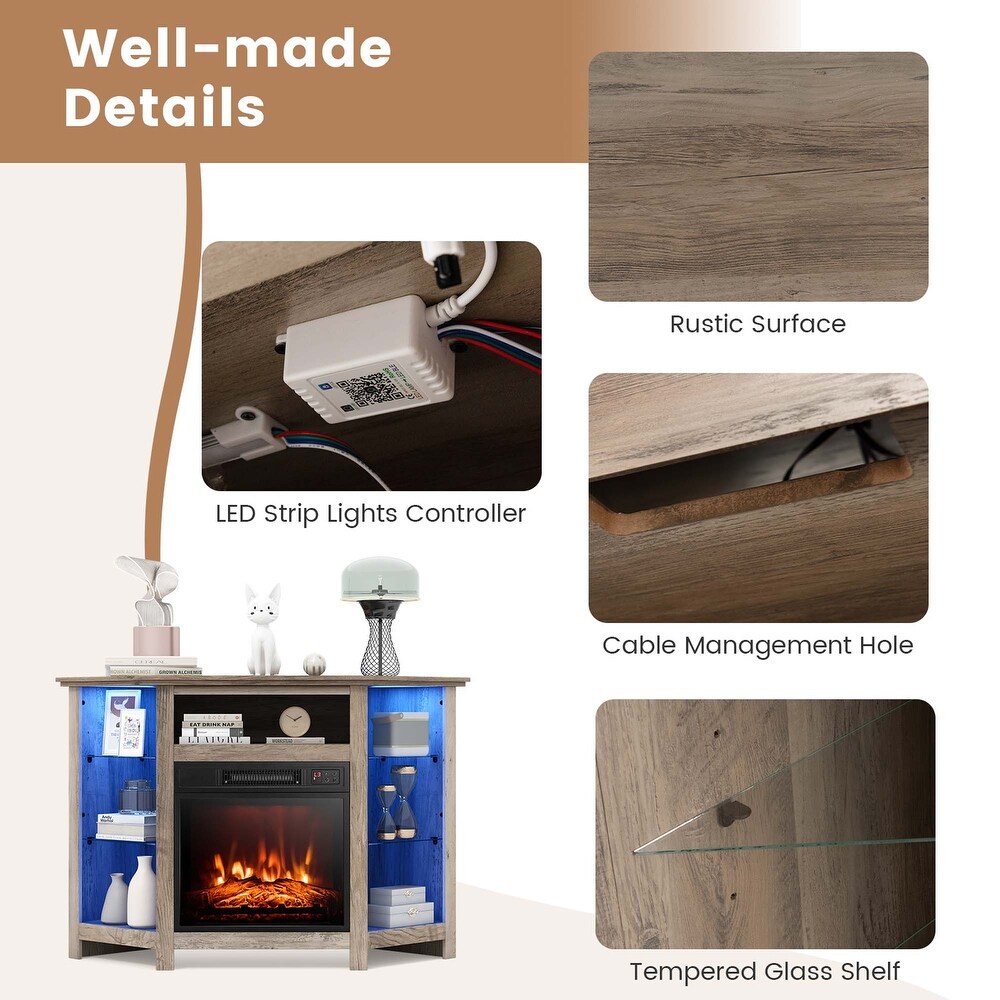 Costway Fireplace TV Stand w/ Led Lights   18\