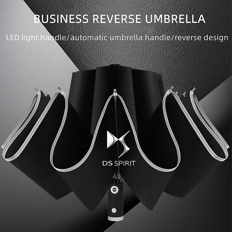 Automatic Umbrella With Reflective Reverse Led Light 10 Ribs 3-folding For Ds Spirit Ds3 Ds4 Ds4s Ds5 5ls Ds6 Ds7 Wild Rubis