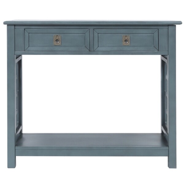 Console Table with 2 Drawers and Bottom Shelf，Accent Sofa Table